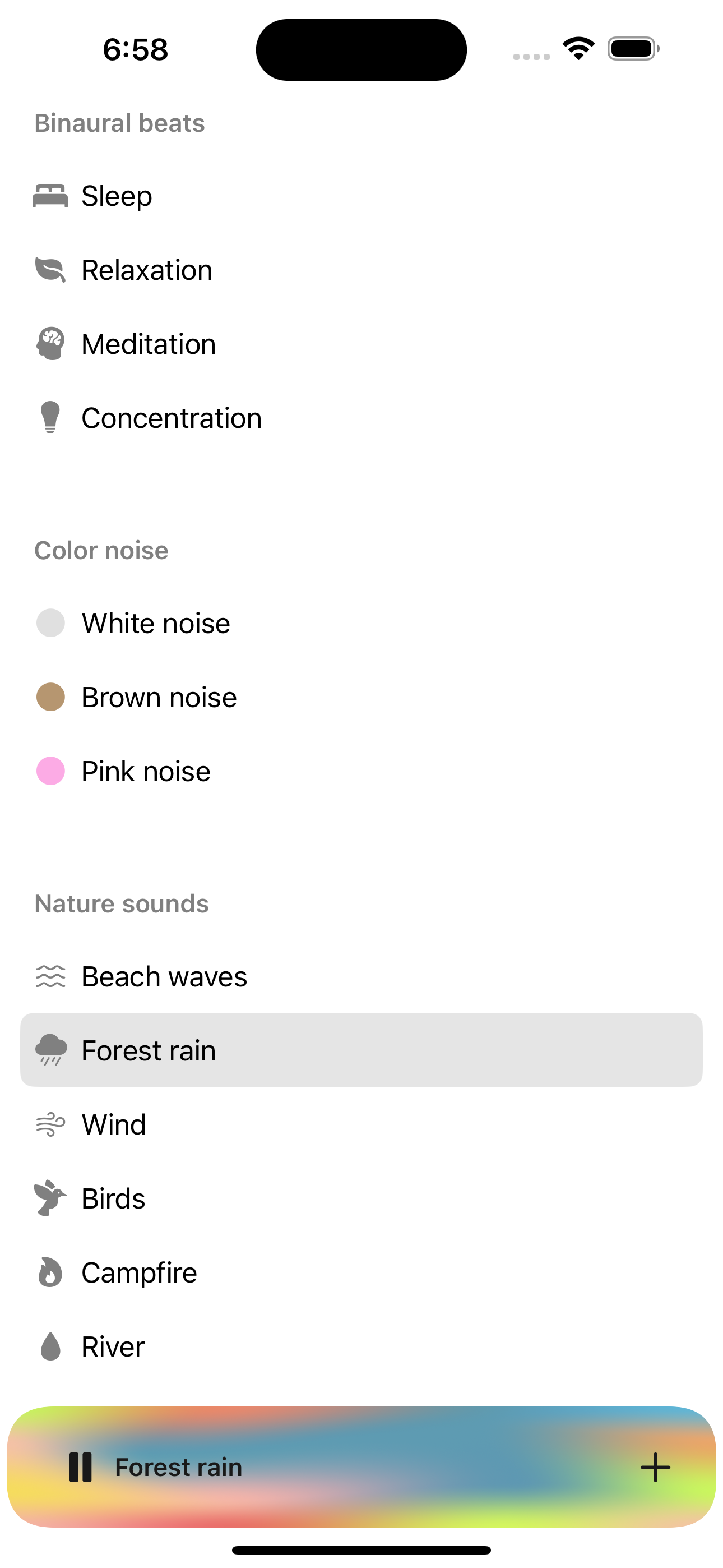 A screenshot of It Makes Noise on the iPhone.